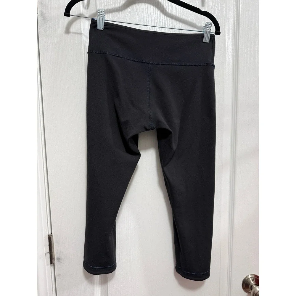 Lululemon Wunder Under Crop Reversible Leggings Black Electric Blue Size 6 - Picture 3 of 16